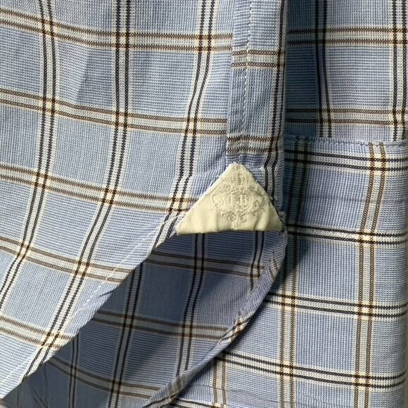 Borrelli Napoli Men's Blue Plaid Long Sleeve Button Down Shirt Size 15 1/2 - Picture 5 of 16